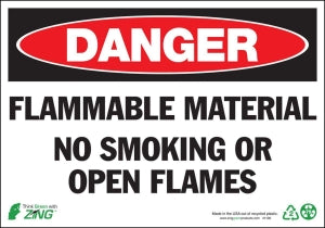 Zing Enterprises LLC Danger Flammable Material Signs - SIGN, DANGER FLAMMABLE MATERIAL, 7X10, AL - 1100A