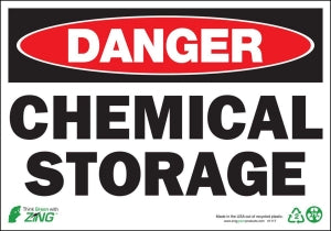 Zing Enterprises LLC Danger Chemical Storage Signs - SIGN, DANGER CHEMICAL STORAGE, 7X10, AL - 1117A