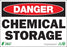 Zing Enterprises LLC Danger Chemical Storage Signs - SIGN, DANGER CHEMICAL STORAGE, 7X10, AL - 1117A