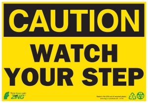 Zing Enterprises LLC Caution Watch Your Step Signs - SIGN, CAUTION WATCH YOUR STEP, 7X10, SA - 1154S