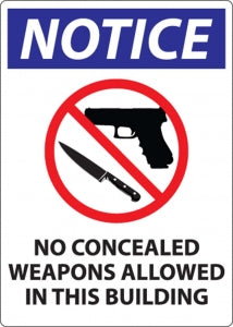 Zing Enterprises LLC No Concealed Weapons in Building Signs - DECAL, NO CONCEALED WEPONS ALWD, 7X5, 2PK - 1812D