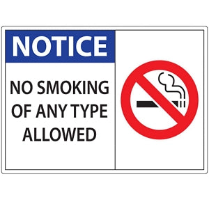 Zing Enterprises LLC No Smoking Labels - DECAL, NOTICE NO SMOKING, 5X7, 2PK - 1835D