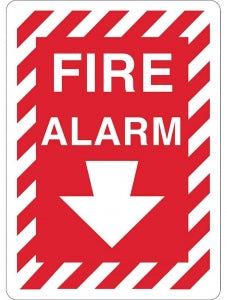 Zing Enterprises LLC Fire Alarm Signs - Fire Alarm Sign with Down Arrow, Plastic, 10" x 7" - 1891