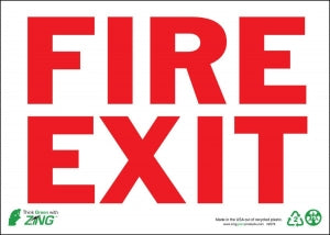 Zing Enterprises LLC Fire Exit Signs - Fire Exit Sign, Plastic, 10" x 14" - 2079
