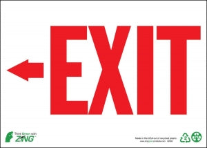 Zing Enterprises LLC Exit Left Arrow Signs - Exit Sign with Left Arrow, Aluminum, 10" x 14" - 2082A