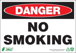 Zing Enterprises LLC Danger No Smoking Signs - SIGN, DANGER NO SMOKING, 10X14, ADHESIVE - 2109S