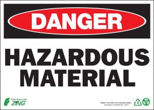 Zing Enterprises LLC Danger Hazardous Material Signs - SIGN, DANGER HAZARDOUS MATERIAL, 10X14, AL - 2114A