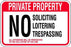 Zing Enterprises Private Property Signs - Private Property No Soliciting Loitering Trespassing All Offenders Will Be Prosecuted To The Full Extent Of The Law Sign, 18" W x 12" H - 2500
