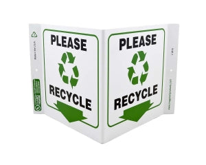 Zing Enterprises LLC Please Recycle V and L Projecting Signs - SIGN, PLEASE RECYCLE V, 7 X 12 - 2610