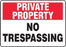 Zing Enterprises LLC Private Property No Trespassing Security Signs - SECURITY SIGN, NO TRESPASSING, 10X14 AL - 2741