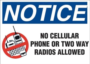 Zing Enterprises LLC No Cell or Two-Way Radios Sign - SECURITY SIGN, N ...