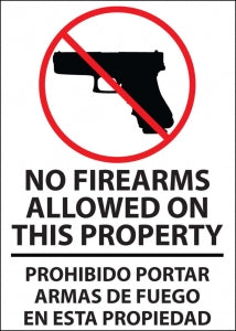 Zing Enterprises LLC No Firearms Allowed Bilingual Decals - DECAL, NO FIREARMS, BILINGUAL, 5X7, 2PK - 2766