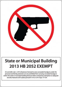 Zing Enterprises LLC Kansas Municipal No Concealed Carry Signs - SIGN, CONCEALED CARRY, KANSAS, 14X10, AL - 2801A