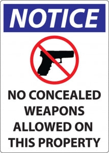 Zing Enterprises LLC Missouri & Wisconsin No Concealed Weapons Signs - SIGN, CONCEALED CARRY, MO & WI, 14X10, PL - 2803