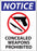 Zing Enterprises LLC Concealed Weapons Prohibited Signs - SIGN, NOTICE CNCEALED WEAPONS, 14X10, SA - 2813S