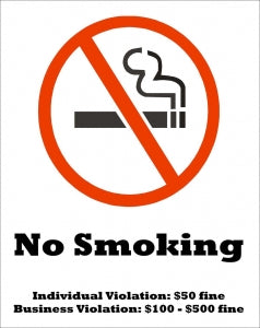 Zing Enterprises LLC Tennessee No Smoking Signs - SIGN, NO SMOKING, TN, 10INWX14INH, PLASTIC - 2865