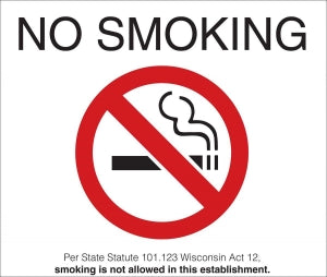 Zing Enterprises LLC Wisconsin No Smoking Signs - SIGN, NO SMOKING, WI, 14INW, POLYSTYRENE - 2882S