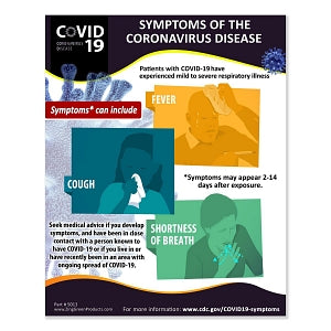 Zing COVID-19 Posters - Coronavirus (COVID-19) Informational Poster, Symptoms, Bilingual - 5017