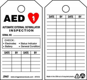 Zing Enterprises LLC Safety Tags - TAG, AED INSPECTION - 7018