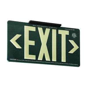 Zing Photoluminescent Glow Exit Signs - SIGN, EXIT, GREEN, GLOW, SINGLESIDE, I / O - 7409