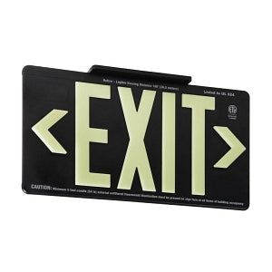 Zing Photoluminescent Glow Exit Signs - SIGN, EXIT, BLACK, GLOW, DBL-SIDED, I / O - 7412