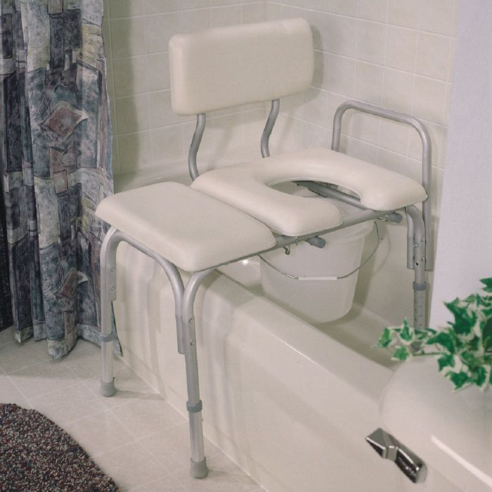 Carex Padded Transfer Bench with Commode