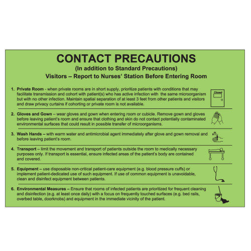 PDC Healthcare Precaution Cards / Labels - Contact Precautions Label, Fluorescent Green - 59701469
