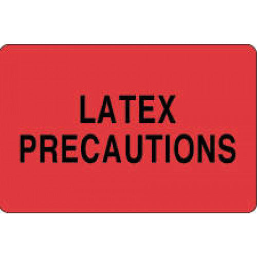 PDC Healthcare Latex Precaution Labels - Latex Precaution Label, 4" x 5/8", Fluorescent Red - 59704571