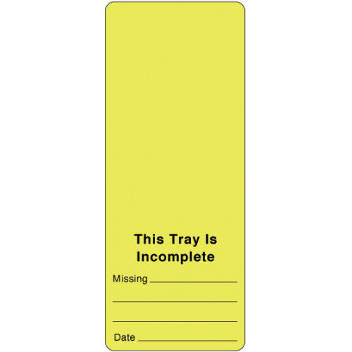 PDC Healthcare This Tray Is Incomplete Labels - 