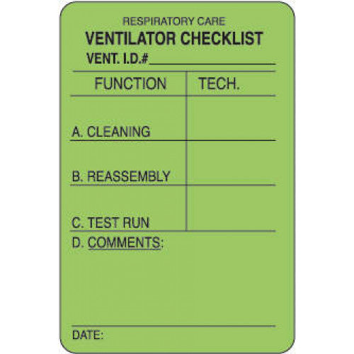 PDC Healthcare Respiratory Care Labels - Respiratory Care Department Label, Fluorescent Green, 3" x 2" - 59704641