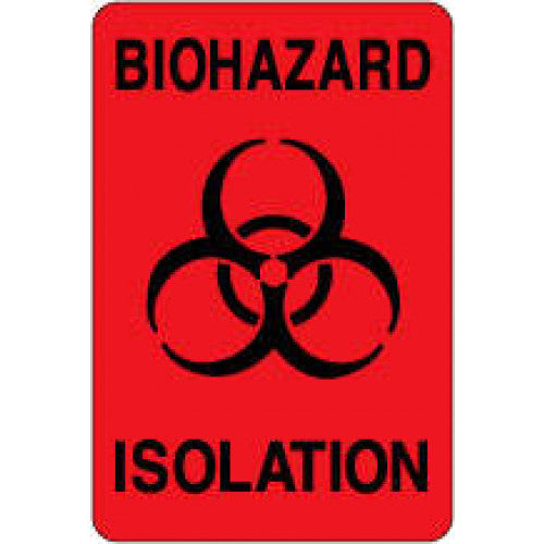 PDC Healthcare Hazard Labels - Biohazard Isolation Label, Red, 3" x 2" - 59703090