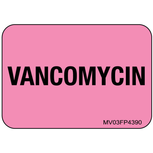 PDC Healthcare Label Paper - LABEL, VANCOMYCIN, 1-7/16X 1FL, PINK, 666/RL - MV03FP4390