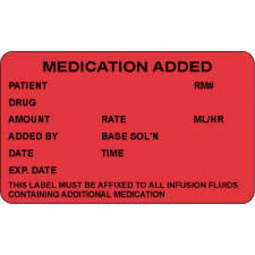 PDC Healthcare Medication Labels "Medication Added" ID Label, 1, 000