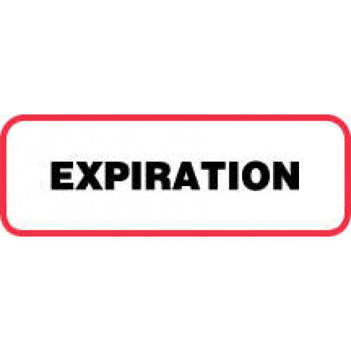 PDC Healthcare Permanent Paper Label - LABEL, EXPIRATION, 1-1/2X1/2, WHITE / RED - 59700999