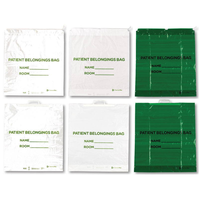 S2S Global Patient Belongings Bags - Patient Belongings Bag, Drawstring, Green, 18" x 20" - 6718