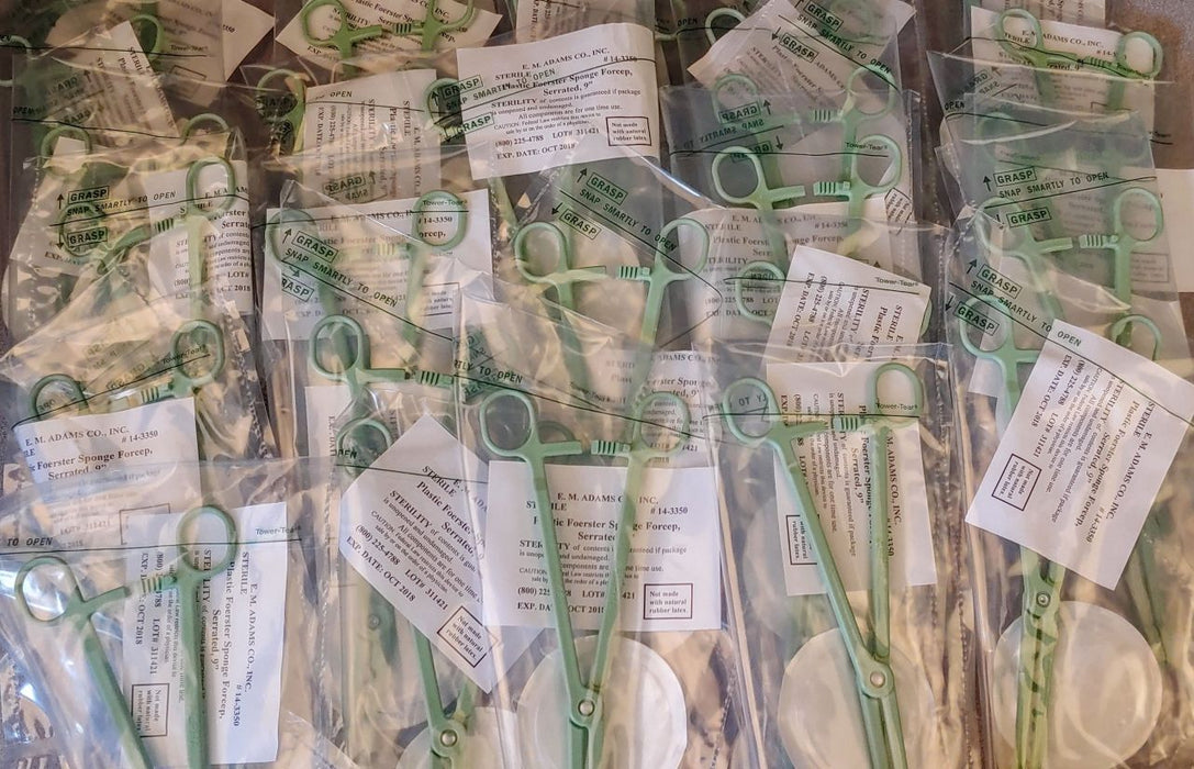 EM Adams INC Forester Forceps - FORCEP, PLASTIC, FORESTER, SPONGE, 9", SERRAT - 14-3350