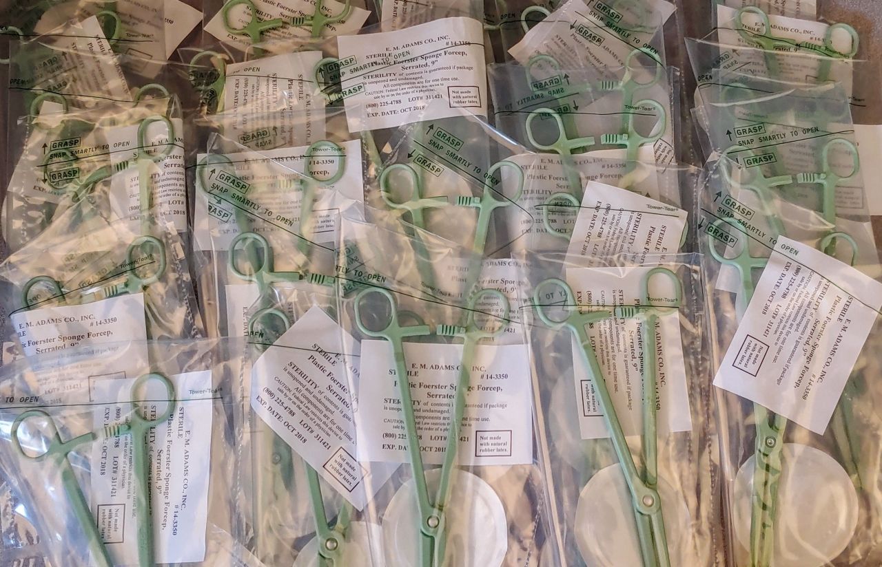 EM Adams INC Forester Forceps - FORCEP, PLASTIC, FORESTER, SPONGE, 9", SERRAT - 14-3350