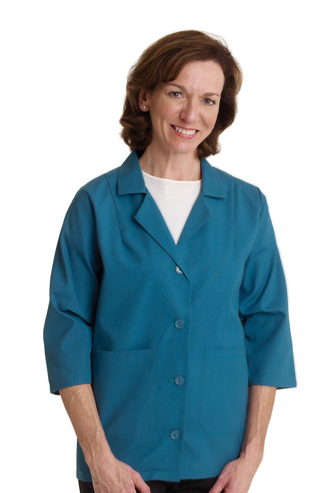 Medline Ladies Smock with Three-Quarter-Length Sleeves - Ladies Smock with 3/4 Length Sleeves, 65% Polyester/35% Cotton, Pink, Size M - MDT34PNKM