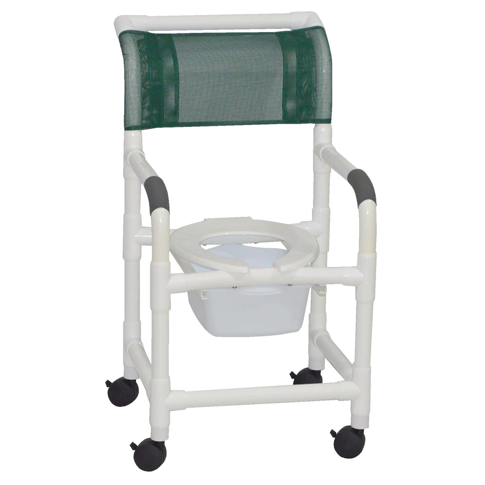 MJM Standard PVC Shower Chairs - PVC Shower Chair, Vinyl, Forest Green, with Bucket - 118-3-SQ-PAIL