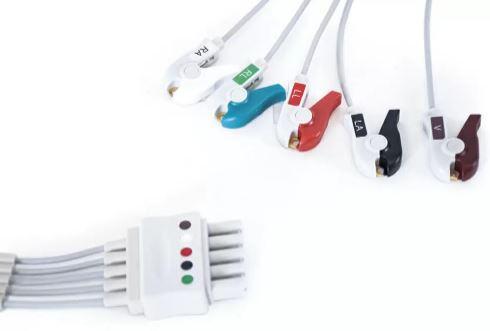 Mindray 3/5 Lead ECG Cables - 5 Lead ECG Pinch Lead Wire Connector Set, 24" - 0012-00-1262-02