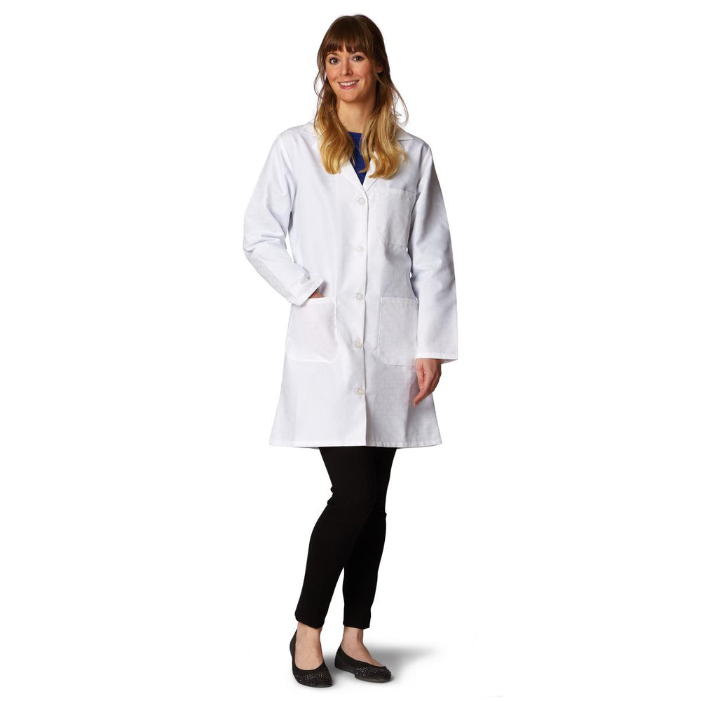 Medline Ladies' Classic Staff Length Lab Coats - Women's Classic Staff-Length Lab Coat, White, Size 8 - M11WHT8E