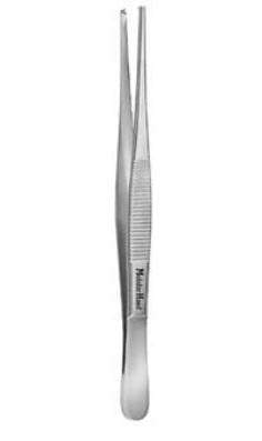 Miltex Instruments MeisterHand Straight Tissue Forceps - Tissue Forceps, 1 x 2 Teeth, Serrated Handles, Standard Pattern, 8" - MH6-48