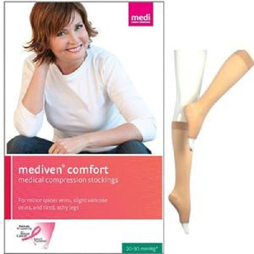 Medi USA Mediven Comfort Compression Stocking Calf-High, 20 to 30 mmHg Open Toe, Size 5
