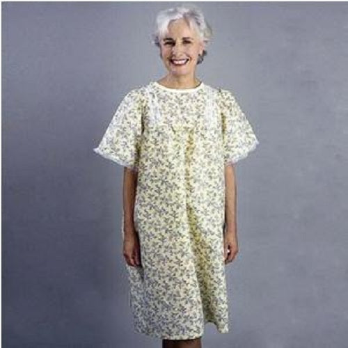 Salk Company Snap Wrap Deluxe Adult Patient Gown Yellow Floral, Short Sleeve
