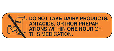 MedValue Do Not Take Dairy Products Labels