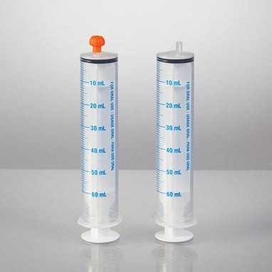 NeoMed® Oral Dispensers with Tip Caps, 60mL, Clear/Blue Markings, 100 Pack