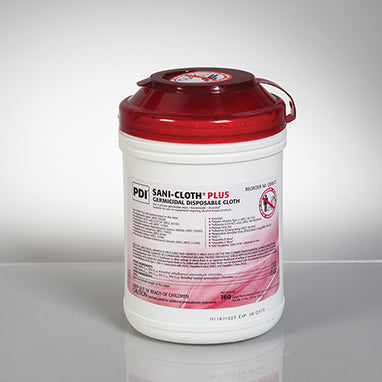 Sani-Cloth® Plus Germicidal Wipes, Canister, 6 x 6-3/4
