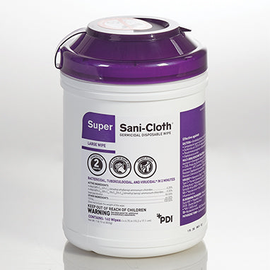 Super Sani-Cloth® Germicidal Wipes, Canister, 6 x 6-3/4