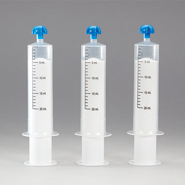 Comar® Oral Dispensers with Tip Caps, 20mL, Clear with White Plunger
