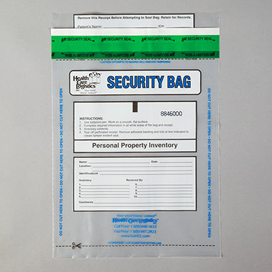 MedValue Alert Personal Property Bags, Clear, 8 x 10